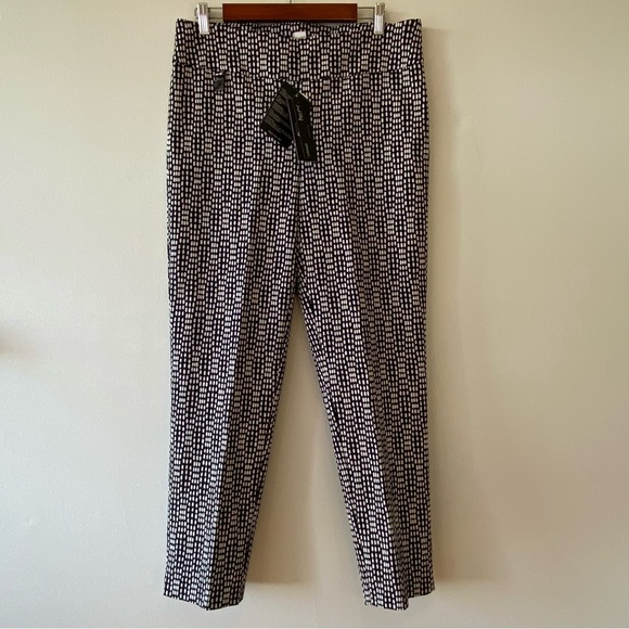 Joseph Ribkoff straight leg pull on pants black with white dots - Picture 4 of 13